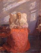 Anna Ancher Mrs Ane Brndum in the blue room oil on canvas